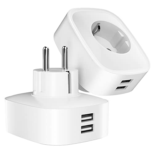 GHome Smart Intelligente WLAN-Steckdose mit USB, 16 A, Alexa Steckdose mit Alexa und Google Home, Energieüberwachung und Timer mit App-Steuerung, 2 Stück von GHome Smart
