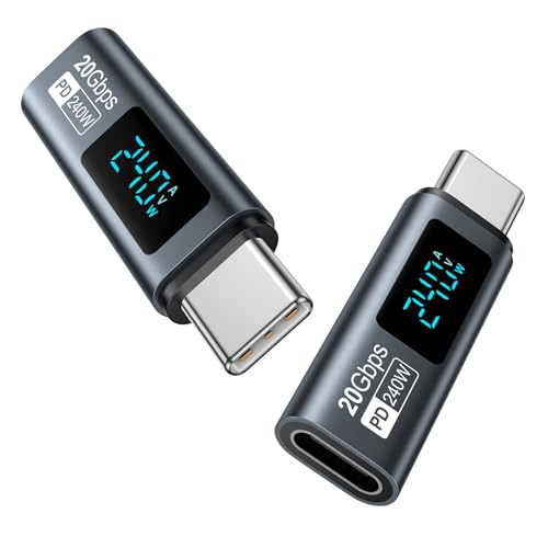 240W USB C Adapter [2Stück] 20Gbps Mit LED Display, Typ C Output Power MAX 48V/5A für iPhone15/15 Pro/15 Pro MAX, Samsung Galaxy S23/S22 und Mehr USB-C Geräte von GIANAC