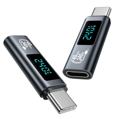 240W USB C Adapter [2Stück] 40Gbps Mit LED Display, Typ C Output Power MAX 48V/5A für iPhone15/15 Pro/15 Pro MAX, Samsung Galaxy S23/S22 und Mehr USB-C Geräte von GIANAC