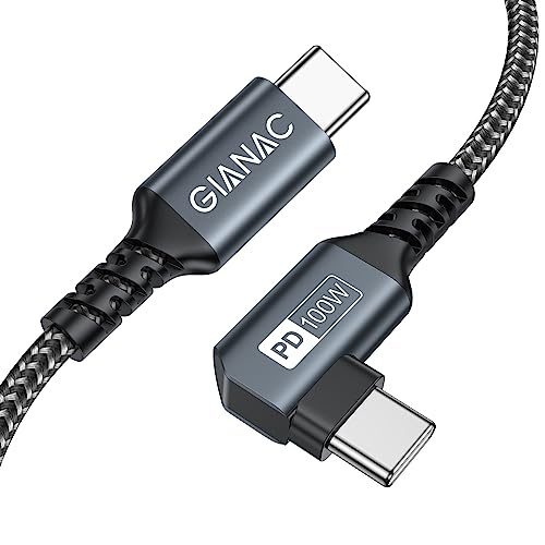 GIANAC 100W USB C auf USB C Kabel 2M,90 Grad Schnellladekabel USB C PD 5A USB Typ C Ladekabel mit E-Mark Chip für Macbook Pro;MacBook Air;iPad Pro;Samsung Galaxy;Huawei Google;lightning von GIANAC