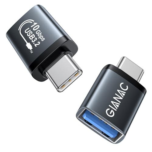 GIANAC Adapter USB C auf USB (2 Stück) 10Gbps Typ C Adapter auf USB 3.2 Buchse Handy-OTG-Adapter Thunderbolt 3 kompatibel mit iPhone16/15 Serie,MacBook Pro,Galaxy S24 und Andere Smartphone & Tablet von GIANAC