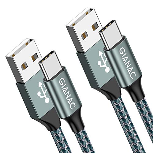 GIANAC USB C Kabel, [2 Stück 2m] 3.1A ladekabel USB C Nylon Schnellladung und Synchronisierungskabel USB C für Samsung S10/S9/S8te 10te 9, Huawei P30/P20/Mate 20, Sony Xperia, Smartphone von GIANAC