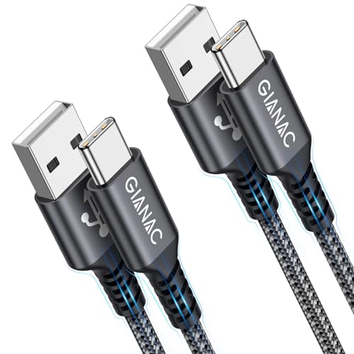 GIANAC USB C Kabel, [2 Stück 2m] 3.1A ladekabel USB C Nylon Schnellladung und Synchronisierungskabel USB C für Samsung S10/S9/S8te 10te 9, Huawei P30/P20/Mate 20, Sony Xperia von GIANAC