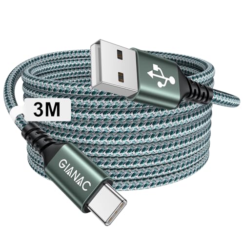 GIANAC USB C Kabel 3M Schnellladekabel 3.1A USB C Ladekabel und Datenkabel für iPhone 16 15 Pro,Samsung Galaxy S24 S23 S22 S21 S20,Huawei P40/P30/P20,Google Pixel,Sony Xperia von GIANAC
