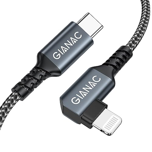GIANAC USB C auf Lightning Kabel 1M,90 Grad iPhone Ladekabel Nylon USB C Lightning Kabel Fast iPhone USB C Kabel für iPhone 14,13,12,11,XS, XS Max,XR,X,8,8Plus,7,7Plus,6s,6s Plus,6,6 Plus,iPad von GIANAC