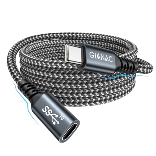 USB C Verlängerung Kabel 1M,USB Verlängerung Type C 3.2 Verlängerungskabel Stecker auf Buchse Unterstützt 10Gpbs/100W und 4K@60Hz mit iPhone 15 Pro Max, MacBook Pro/Air XPS 15 Galaxy S23 S22 von GIANAC