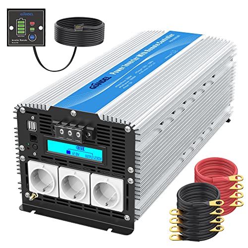 5000W Modifizierter Welle Wechselrichter 12V auf 230V Spannungswandler Power Inverter Konverter mit LCD Bildschirm 3 EU-Steckdosen Dual USB-Anschlüsse & Fernbedienung für Wohnmobile LKW Auto GIANDEL von GIANDEL