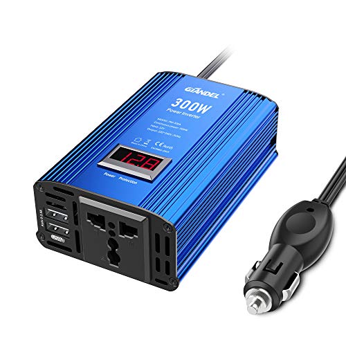 GIANDEL 300W Wechselrichter Kfz spannungswandler 12V auf 230V Power Inverter mit Universal Steckdose und LED-Anzeige, Stromwandler/Umwandler Dual USB 4.8A Für Tablets Smartphones von GIANDEL