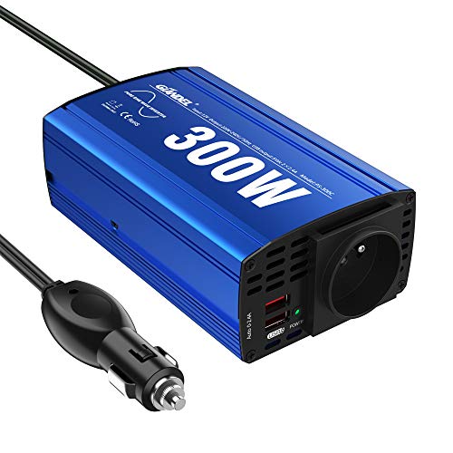 Sinus 300 W reiner Sinus Konverter 12 V 220 V 230 V Sinus-Wechselrichter Pure Auto Adapter mit Dual USB 4,8 A und AC Stecker für Tablets Handys Smartphones GIANDEL von GIANDEL