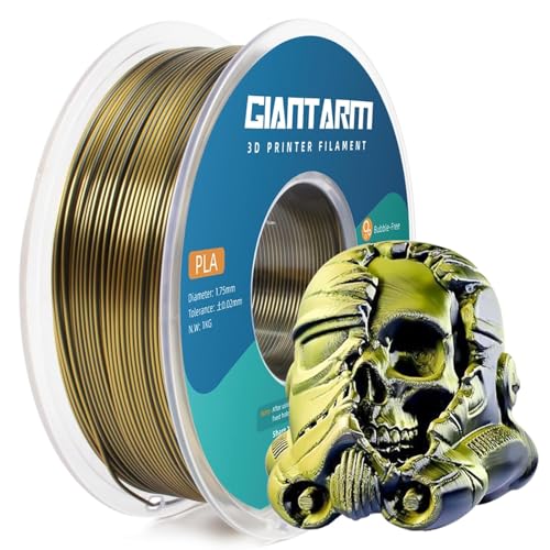 GIANTARM Dual Silk PLA Filament 1.75 mm, 3D Drucker PLA Silk Filament 1 kg/Spool, Seide Gold+Schwarz von GIANTARM