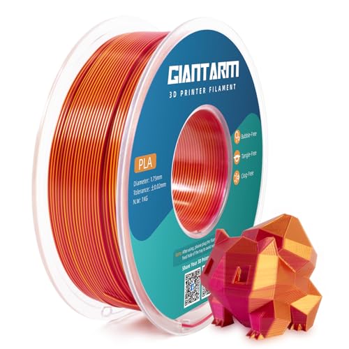 GIANTARM Dual Silk PLA Filament 1.75mm, 3D Drucker PLA SILK Filament 1KG/Spule, Silk Gold+Rot von GIANTARM