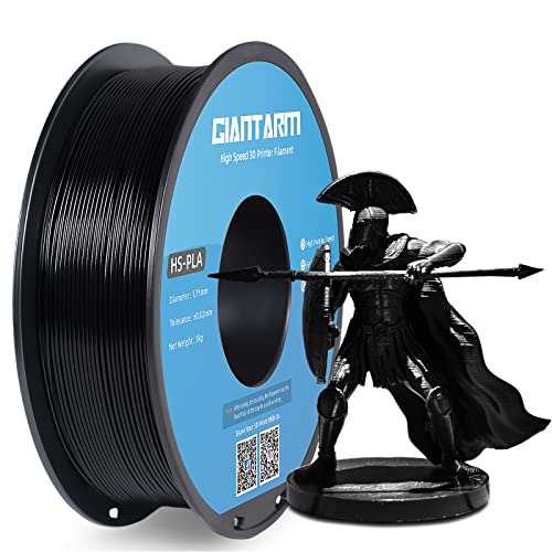 GIANTARM HS-PLA Filament 1,75 mm, PLA-Filament für Hochgeschwindigkeits-3D-Druck, schnelle Aushärtung, bessere Liquidität, 1 kg Schwarz von GIANTARM