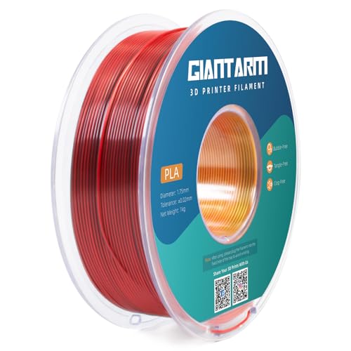 GIANTARM Silk PLA Filament 1.75mm(±0.02mm) für 3D Drucker, 1kg, 1 Rolle vakuumverpackt,PLA Silk-like tricolor, Gold+Rot+Schwarz von GIANTARM