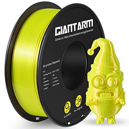 Filament 1.75 PLA, GIANTARM pla filament 1,75 mm, seidige Glanz Gute Haftung 3D-Drucker-Filament, 1 kg, 1 Spule, Silk gelb von GIANTARM