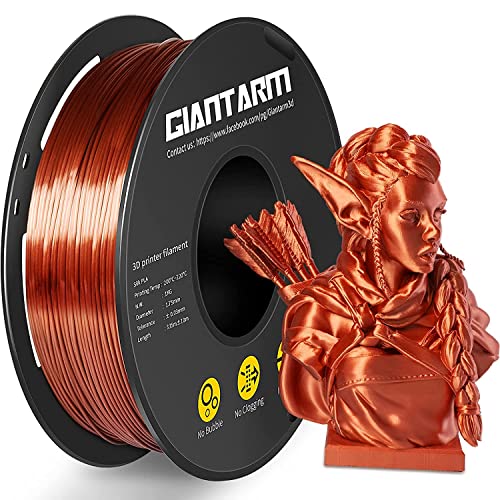 GIANTARM Silk PLA Filament 1.75mm, 3D Drucker Filament PLA 1kg Spule, Silk Kupfer von GIANTARM