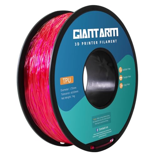 GIANTARM TPU Filament 1,75 mm für 3D-Drucker 1kg, Transparent Rosa von GIANTARM