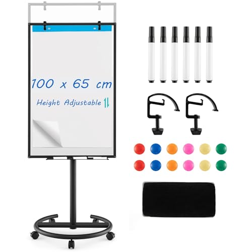 GIANTEX Flipchart Ständer 100x65cm, mobiles Whiteboard mit Rollenfuss, höhenverstellbares & magnetisches Whiteboard mit Stiftablage, trocken abwischbar, inkl. Radierer, Markern, Magneten & Clips GIANTEX Flipchart Ständer 100x65cm, mobiles Whiteboard mit Rollenfuss, höhenverstellbares & magnetisches Whiteboard mit Stiftablage, trocken abwischbar, inkl. Radierer, Markern, Magneten & Clips von GIANTEX
