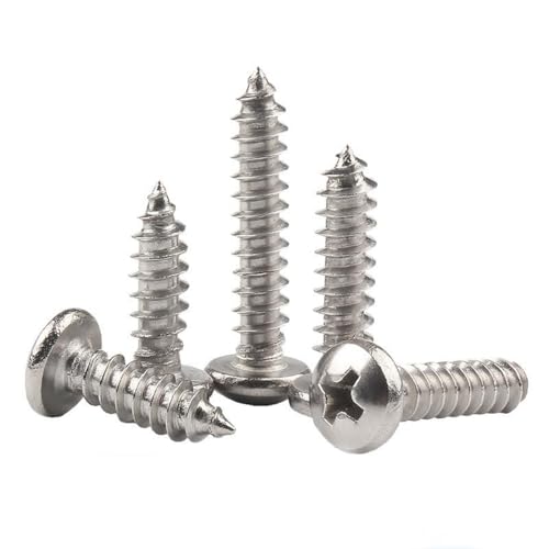 GIAYEU Selbstbohrende Schrauben Metall, 20 Stück Edelstahl-Kreuzschlitz-Blechschrauben mit Rundkopf M1-M2.6(M1.2x8 mm (20 Pcs)) von GIAYEU
