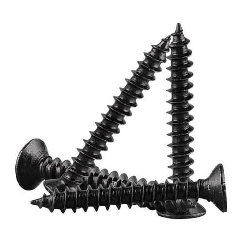 GIAYEU Selbstbohrende Schrauben Metall, 304 Edelstahl Schwarze Senkkopf-Kreuzschlitz-Blechschrauben M2-M6, 100 Stück, M3x16mm(M4x30mm) von GIAYEU
