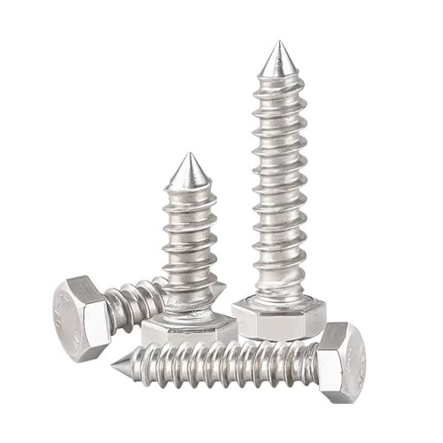 GIAYEU Selbstbohrende Schrauben Metall, 304 Edelstahl Sechskantkopf Vollgewinde Selbstschneidende Schrauben M6-M12, 20 Stück(M10x150mm) von GIAYEU