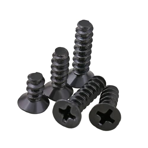 GIAYEU Selbstbohrende Schrauben Metall, 50 Stück Schwarze Senkkopfschrauben mit Kreuzschlitz aus Kohlenstoffstahl M1-M5(M1.4x3.5 mm (50 Pcs)) von GIAYEU