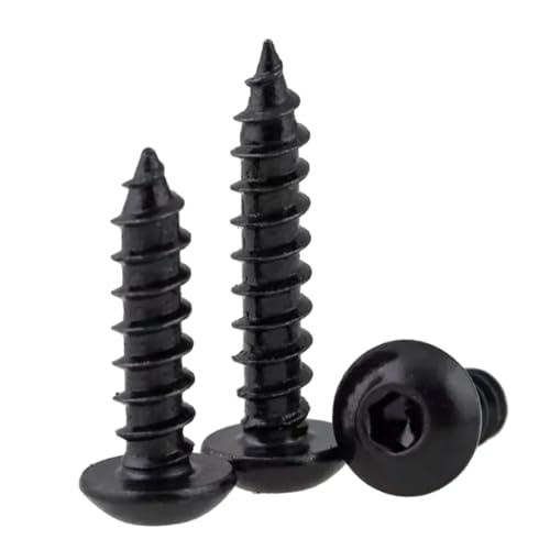 GIAYEU Selbstbohrende Schrauben Metall, Schwarz 8.8 Hochfeste Linsenkopf-Sechskant-Blechschraube Flachkopfschrauben M2-M6(M6 x30 mm (5 Pcs)) von GIAYEU