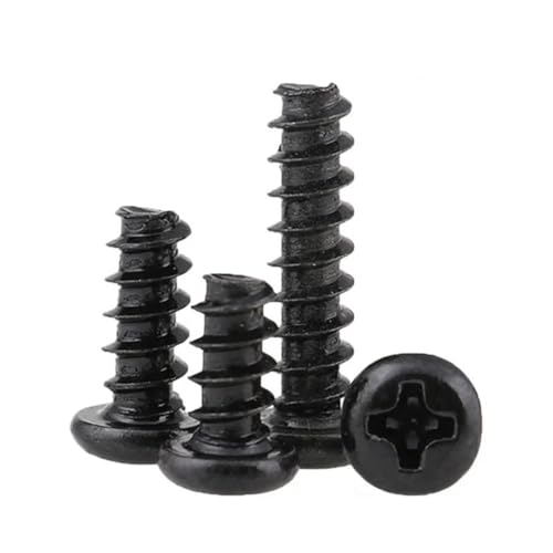 GIAYEU Selbstbohrende Schrauben aus Metall, 20 Stück, selbstschneidende Kreuzschlitzschrauben mit Linsenkopf aus schwarzem Kohlenstoffstahl M1-M5(M2.2x8 mm (20 Pcs)) von GIAYEU