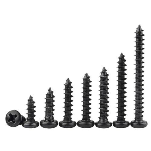 GIAYEU Selbstbohrende Schrauben aus Metall, 50 Stück, selbstschneidende Kreuzschlitzschrauben mit rundem Kopf aus schwarzem Kohlenstoffstahl M1-M5(M1x3 mm (50 Pcs)) von GIAYEU
