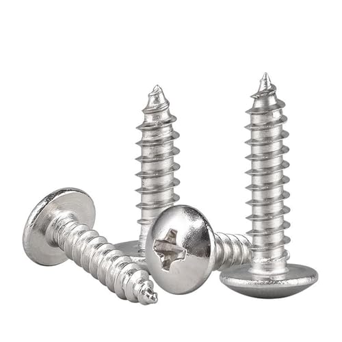 GIAYEU Selbstbohrende Schrauben aus Metall, Edelstahl 304, große selbstschneidende Schrauben mit flachem Kopf, M3-M6, 20 Stück(M3.5x18mm) von GIAYEU