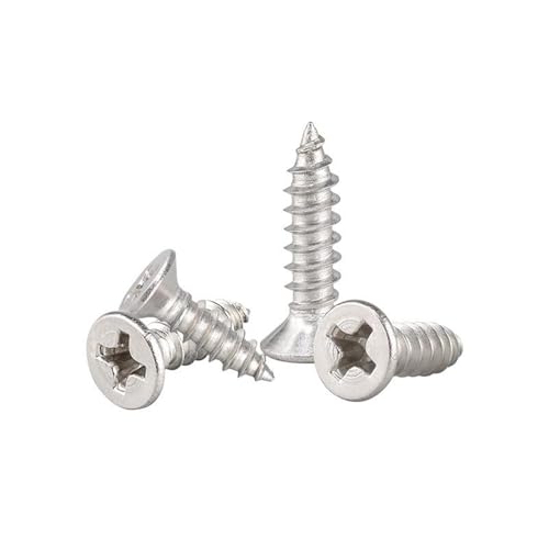 GIAYEU Selbstbohrende Schrauben aus Metall, Senkkopf-Kreuzschlitzschrauben aus Edelstahl 304, selbstschneidende Schrauben M1-M2.6, 100 Stück(M2.6x25mm) von GIAYEU