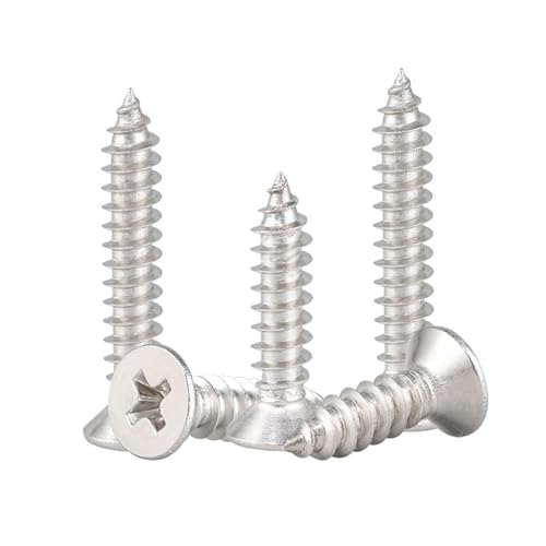 GIAYEU Selbstbohrende Schrauben aus Metall, selbstschneidende Flachkopfschrauben aus Edelstahl 304, M2-M8, 20 Stück(M4.2x18mm) von GIAYEU