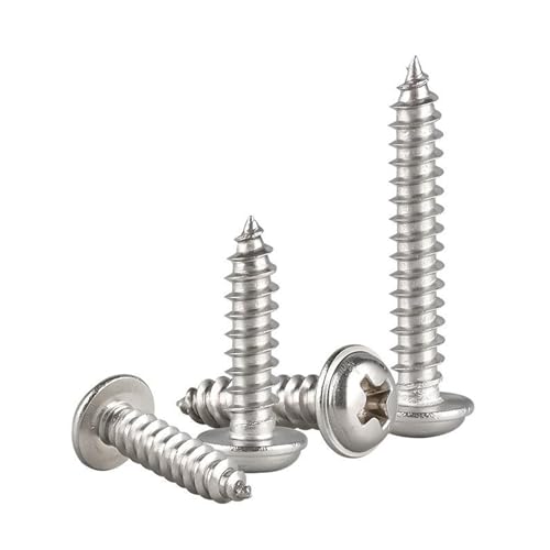 GIAYEU Selbstbohrende Schrauben aus Metall, selbstschneidende Linsenkopfschrauben aus Edelstahl 304 mit Unterlegscheibe M2-M5, 20 Stück(M4x35mm) von GIAYEU