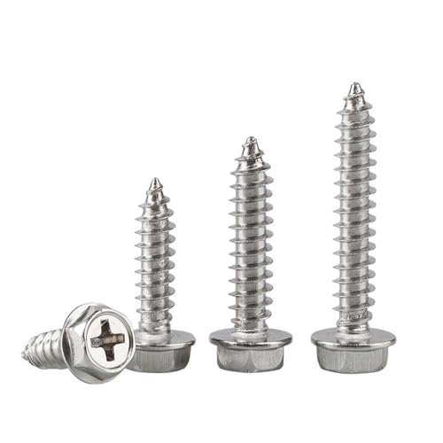GIAYEU Selbstbohrende Schrauben aus Metall, selbstschneidende Sechskantschrauben mit Flansch aus Edelstahl 304, 20 Stück(M8x40mm) von GIAYEU