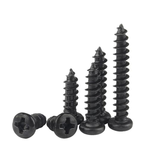 Selbstbohrende Schrauben Metall, 100 Stück/Los M1-M5 Schwarzer Kohlenstoffstahl Kreuzschlitz-Blechschraube mit rundem Kopf(M2.6x8 mm (100 Pcs)) von GIAYEU
