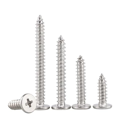 Selbstbohrende Schrauben Metall, 304 Edelstahl Flachkopf Kreuzschlitz Selbstschneidende Schrauben, 20 Stück, M2-M6(M4x8mm) von GIAYEU