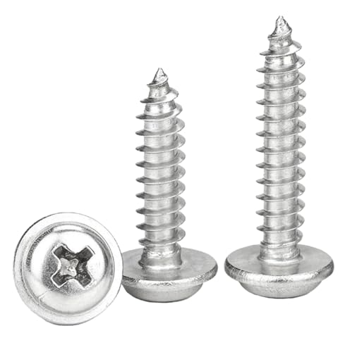 Selbstbohrende Schrauben Metall, 50 Stück Edelstahl-Kreuzschlitz-Blechschrauben M1.4-M5 mit Unterlegscheibe(M1.4x8 mm) von GIAYEU