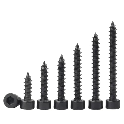 Selbstbohrende Schrauben aus Metall, 10 Stück selbstschneidende Schrauben aus schwarzem Kohlenstoffstahl mit Innensechskant und Zylinderkopf M2-M6(M2x12 mm (10 Pcs)) von GIAYEU
