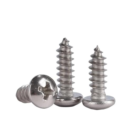 Selbstbohrende Schrauben aus Metall, selbstschneidende Schrauben aus Edelstahl 304 mit Rundkopf M1-M8, 20 Stück(M2.2x5mm) von GIAYEU