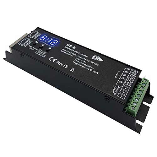 GIDEALED 5 Kanal DMX Decoder mit RDM Digitalanzeige,DMX512 Dimmertreiber PWM LED Controller für RGBCCT,RGBWW,RGBW oder 5 Weiße Streifen LED Modul Lichteingang DC12V-48V von GIDEALED