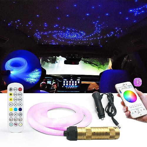 Smart App Gesteuertes LED Glasfaser Sternenhimmel Licht mit RF Fernbedienung,Bluetooth RGBW Fiber Optic Lights Star Deckenleuchten Kit mit 200pcs,2m,0,75mm Glasfaserkabel für Zuhause/Auto Sternendecke von GIDEALED