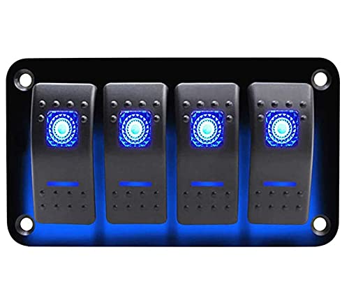 GIDREN 4 Gang Wippschalter Panel 12V/24V Schalter Panel 5 Polig EIN Aus Wasserdicht Kippschalter Panel mit Blauem LED Licht Schaltplan Gummiunterlegscheibe für Auto RV Marine Boot LKW GIDREN 4 Gang Wippschalter Panel 12V/24V Schalter Panel 5 Polig EIN Aus Wasserdicht Kippschalter Panel mit Blauem LED Licht Schaltplan Gummiunterlegscheibe für Auto RV Marine Boot LKW von GIDREN