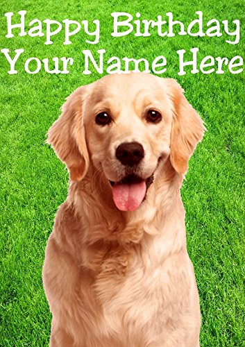 Giftsforall hs171 Grußkarte zum Geburtstag, Motiv: Golden Retriever Hund im Garten, A5, personalisierbar von GIFTSFORALL