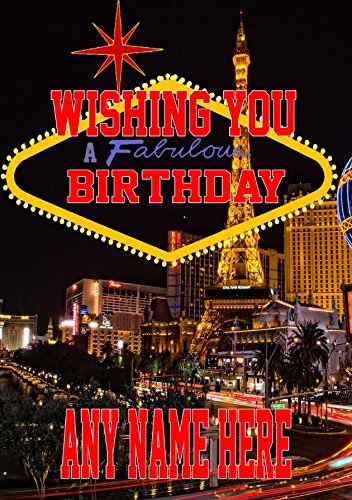 Nevada Las Vegas mia4 Geburtstagskarte "Happy Birthday", A5, personalisierbar von GIFTSFORALL
