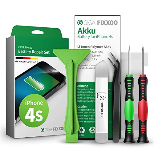 GIGA Fixxoo® Handy Akku Reparatur Set iPhone 4s Akku [inkl. Werkzeug-Kit & Anleitung] - Original Akku Kapazität - Ersatzakku für einen einfachen Austausch - Akku iPhone - iPhone Batterie von GIGA Fixxoo