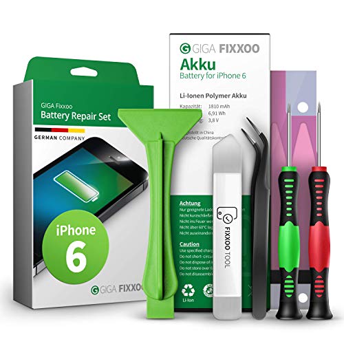 GIGA Fixxoo® Handy Akku Reparatur Set iPhone 6 Akku [inkl. Werkzeug-Kit & Anleitung] - Original Akku Kapazität - Ersatzakku für einen einfachen Austausch - Akku iPhone - iPhone Batterie von GIGA Fixxoo