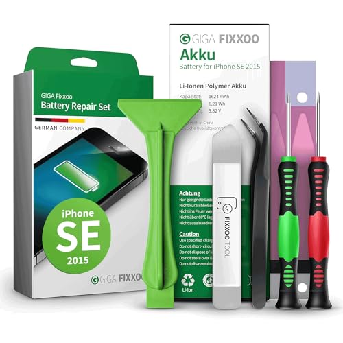 GIGA Fixxoo® Handy Akku Reparatur Set iPhone SE 2015 Akku [inkl. Werkzeug-Kit & Anleitung] - Original Akku Kapazität - Ersatzakku für einen einfachen Austausch - Akku iPhone - iPhone Batterie von GIGA Fixxoo