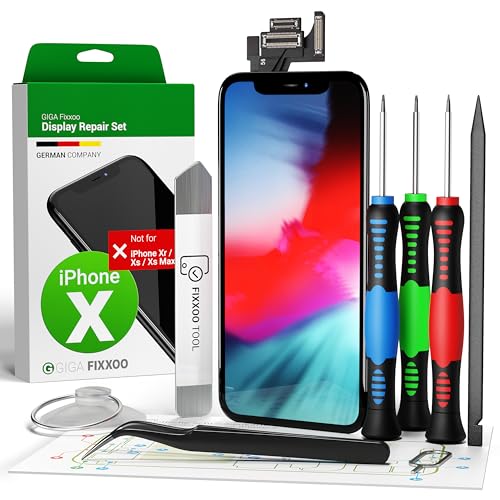 GIGA Fixxoo® iPhone X Display Original [inkl. Werkzeug-Kit] - Retina LCD Glas mit Touchscreen - Original iPhone Display Reparatur Set - Ersatzdisplay für iPhone mit Werkzeugkit von GIGA Fixxoo