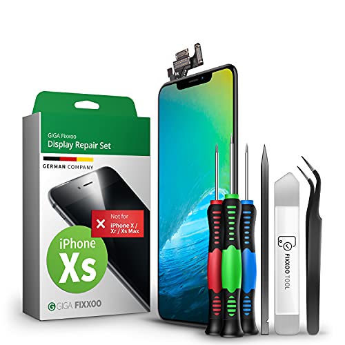 GIGA Fixxoo® Display für iPhone XS [inkl. Werkzeug-Kit] - Retina LCD Glas mit Touchscreen - Reparatur Set - Ersatzdisplay für iPhone mit Werkzeugkit von GIGA Fixxoo