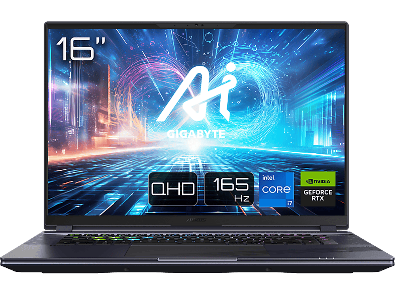 GIGABYTE AORUS 16X 9SG-43DEC64SH, Gaming Notebook, mit 16 Zoll Display, Intel® Core™ i7,i7-13650HX Prozessor, 32 GB RAM, 1 TB SSD GeForce RTX™ 4070, Midnight Gray, Windows 11 von GIGABYTE