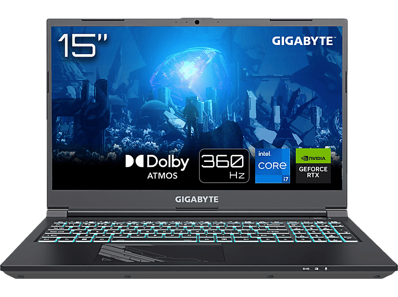 GIGABYTE G5, Gaming Notebook, mit 15,6 Zoll Display, Intel® Core™ i7,i7-13620H Prozessor, 16 GB RAM, 1 TB SSD, NVIDIA GeForce RTX™ 4060, Schwarz, Windows 11 Home (64 Bit) von GIGABYTE